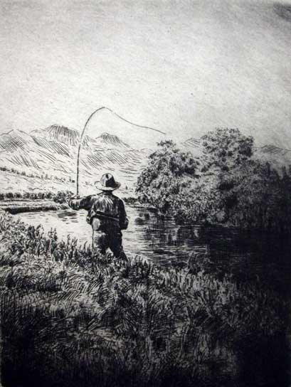 Fly Fishing Etching 